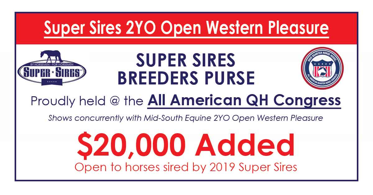 QUARTER HORSE CONGRESS 2 YEAR OLD WESTERN PLEASURE OPEN BREEDERS PURSE SUPER SIRES